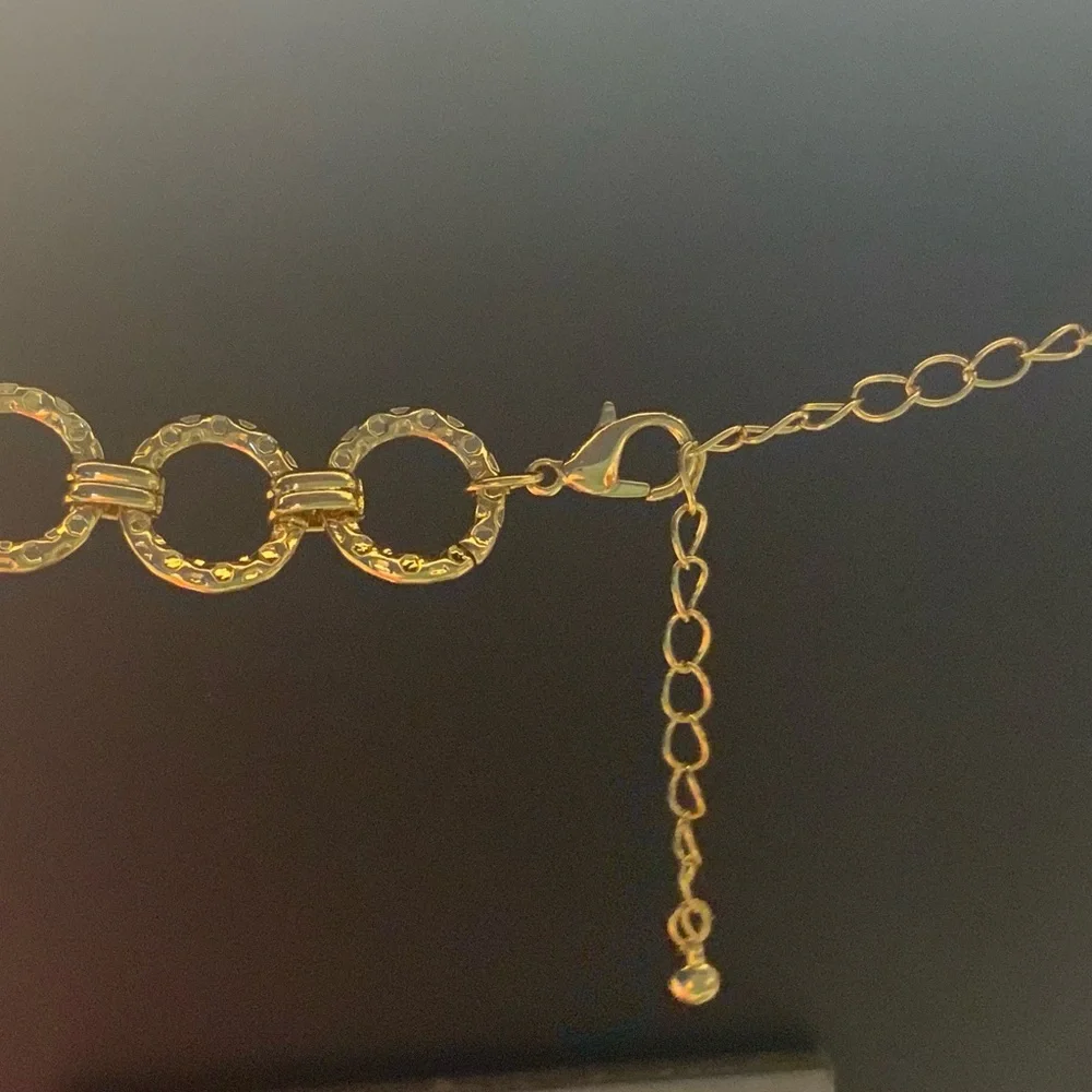 ♥️BRAND NEW 18k yellow gold over silver hammered circle necklace.Bloomingdale’s - Picture 5 of 7